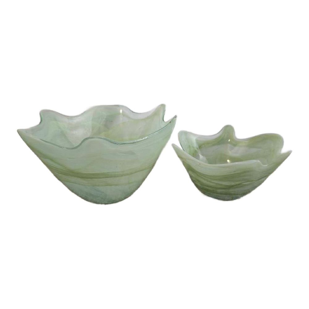Vintage Ecoglass Bowls, Made from Recycled Glass in Spain, Set of 2